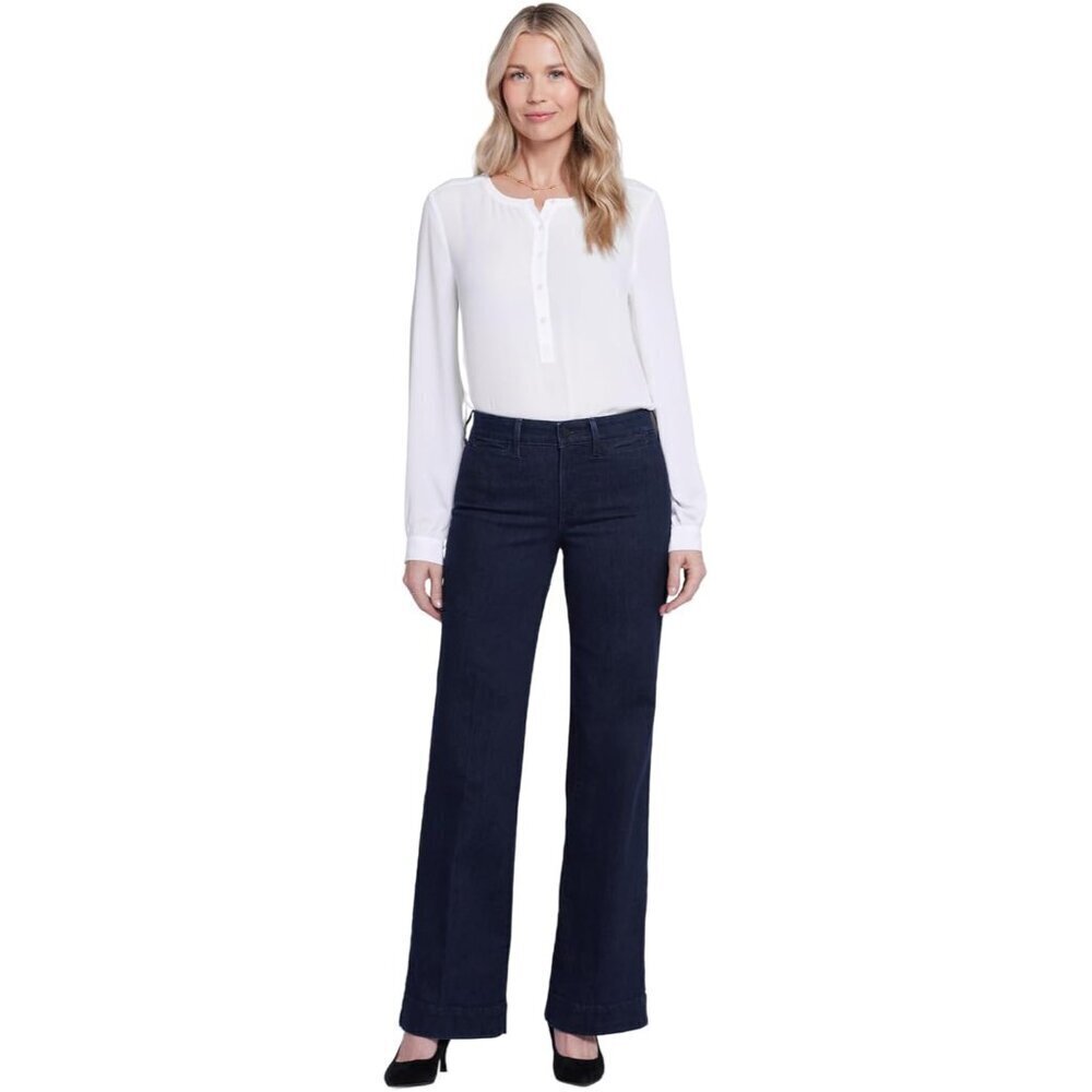 Women's Wide Leg Cotton Jeans Rinse Size 10 Slimming Technology Trendy